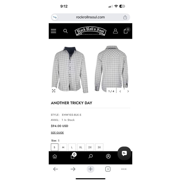 English Hero  Men’s Large Shirt Another Tricky Day Gray Button Up Geometric Rock - Picture 11 of 11